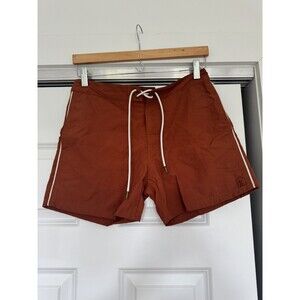 El Dandy Mens 28 Rust Orange Nylon Drawstring Trunks Shorts Beach Resort Swim